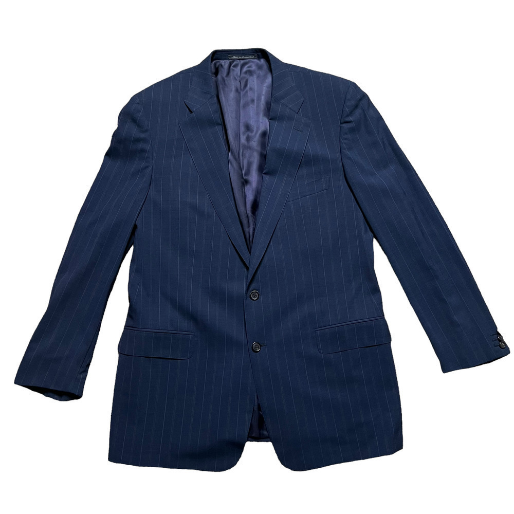 Ermenegildo Zegna Two Button Pinstripe Blazer Blue Mens Size 44L Wool